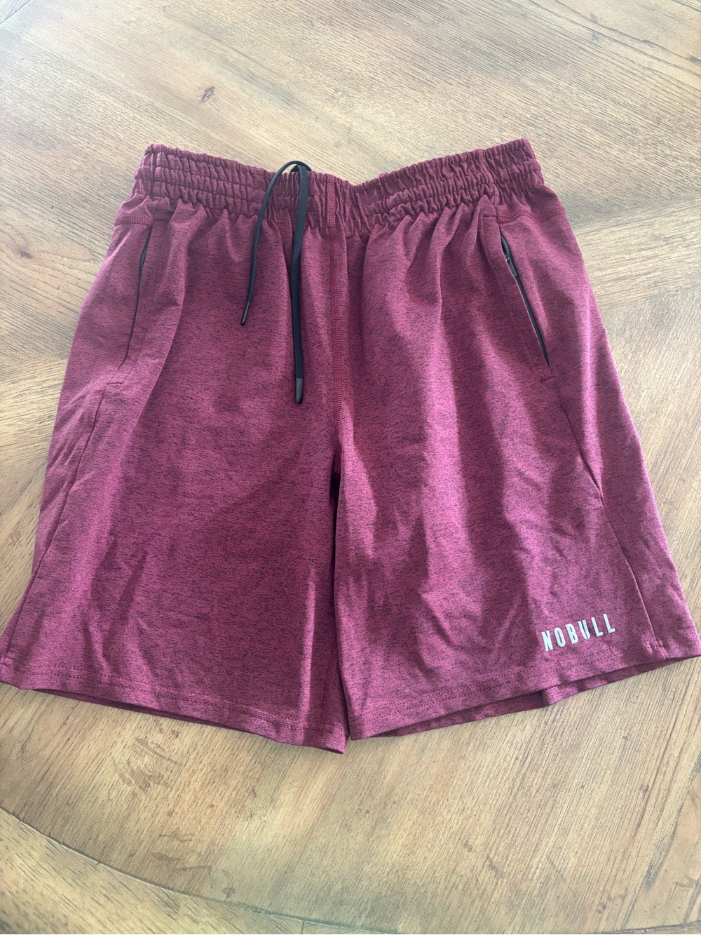NOBULL Men's Burgundy Athletic Shorts with Drawcord
